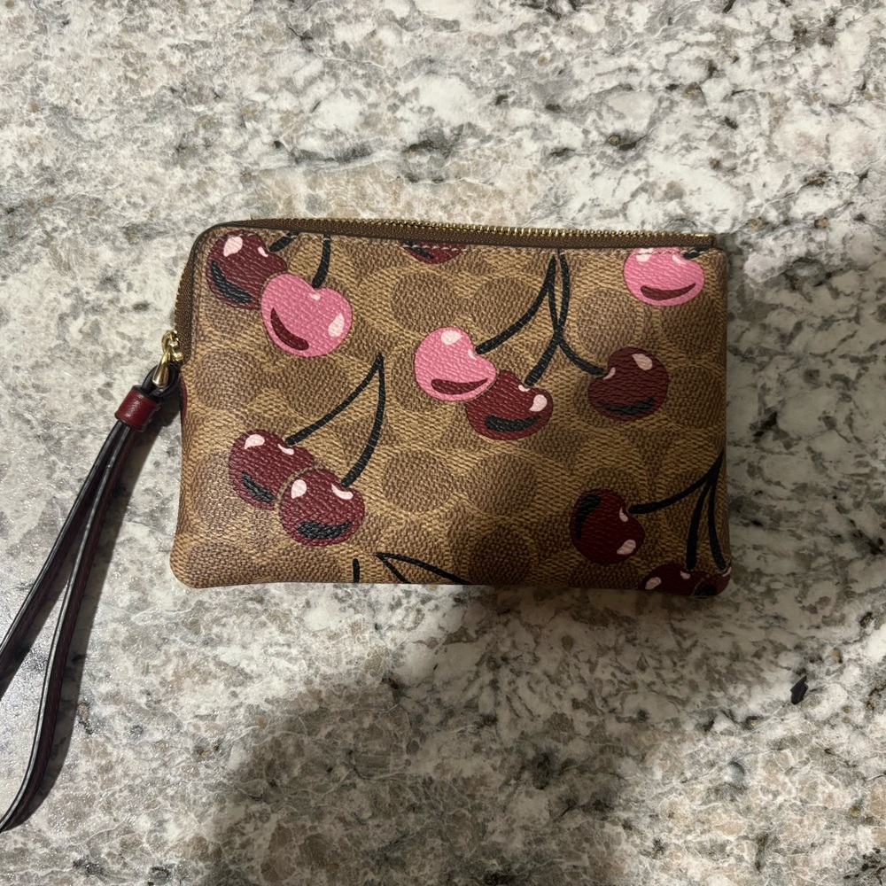 Cherry Print Wristlet Clutch